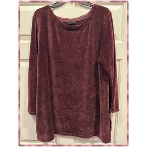 J.Jill 🫐 Women’s Plus Size Maroon Velour Tunic Top 2X